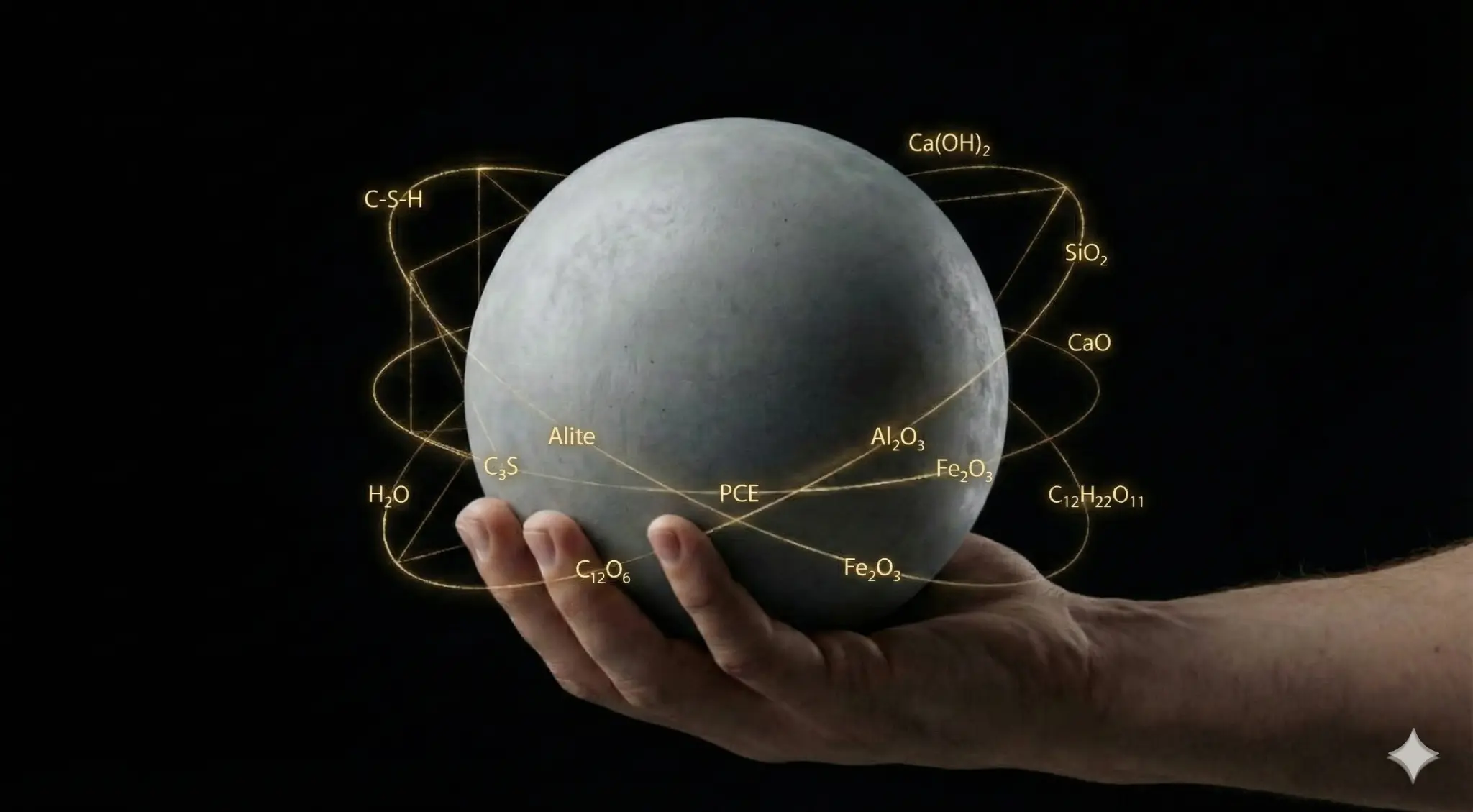 Esfera de concreto com fórmulas químicas - Foco no Resultado