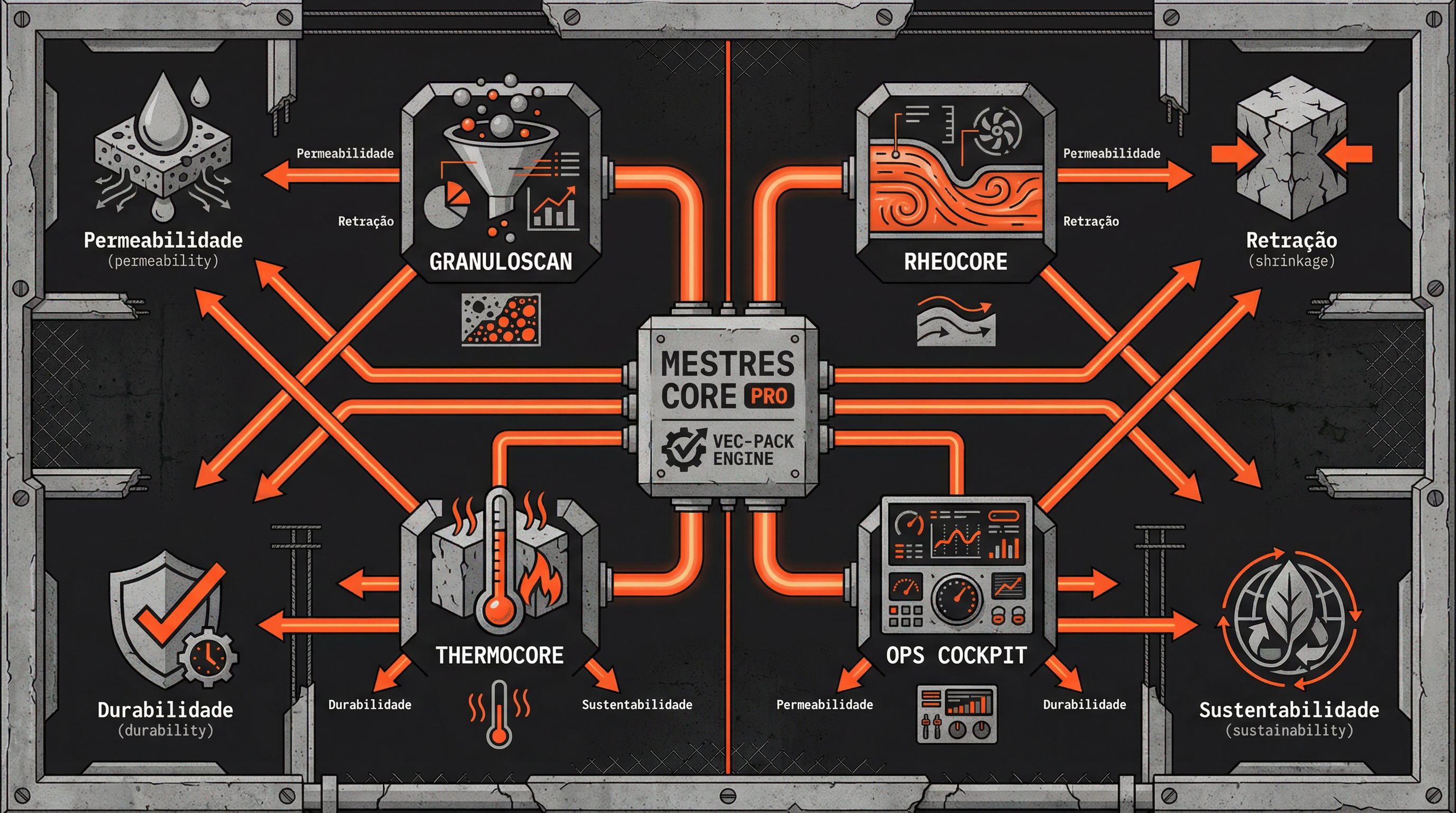 Infográfico dos Módulos e Impactos do MESTRES CORE PRO